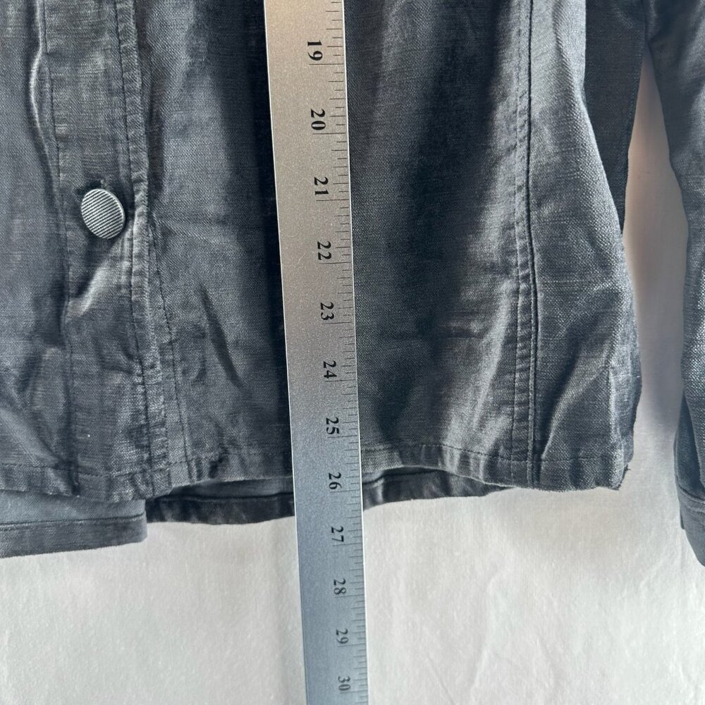Cabi Tuesday Topper Jacket Women M Button Front Pleated Crushed Velvet Iron Gray - Picture 8 of 13